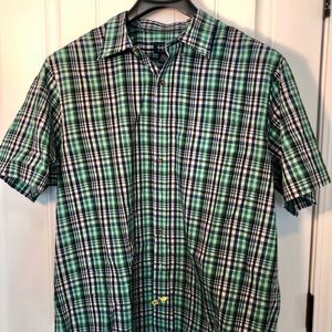 Harbor Bay green & blue plaid sport shirt